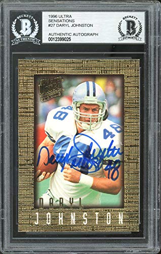 Cowboys Daryl Johnston Signed 1996 Ultra Sensations #27 Card BAS Slabbed