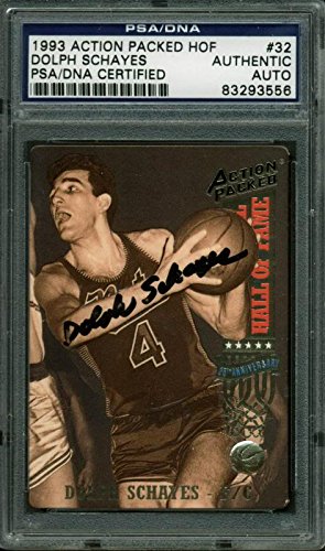 Nationals Dolph Schayes Authentic Signed Card 1993 Action Packed HOF PSA Slabbed