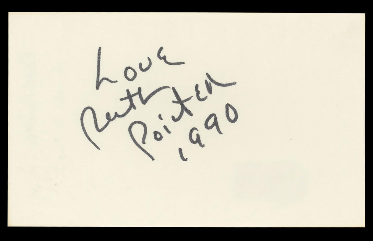 Ruth Pointer Pointer Sisters "Love 1990" Signed 3x5 Index Card BAS #BL98844
