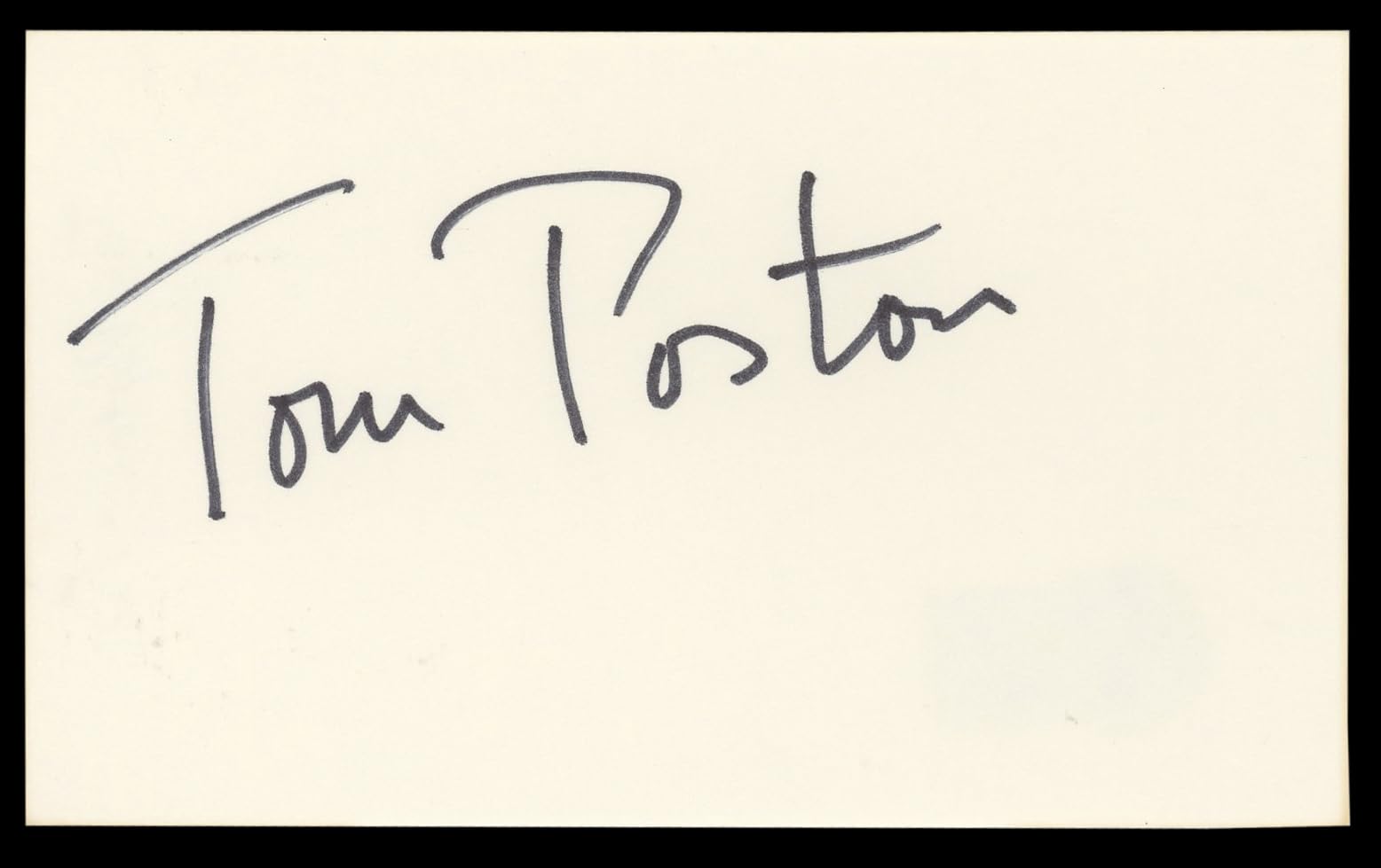 Tom Poston Newhart Authentic Signed 3x5 Index Card Autographed BAS #BL98842