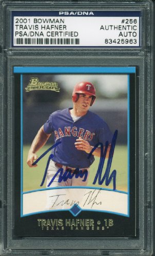 Rangers Travis Hafner Authentic Signed Card 2001 Bowman Rc #256 PSA/DNA Slabbed