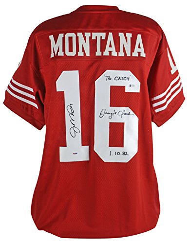 Joe Montana/Dwight Clark The Catch Signed Red Pro Style Jersey BAS Wit & PSA ITP