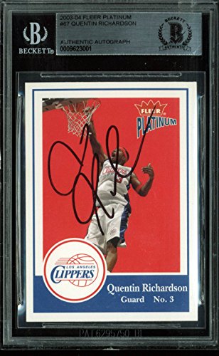 Clippers Quenton Richardson Signed Card 2003 Fleer Platinum #67 BAS Slabbed