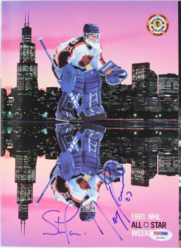 Jeremy Roenick & Steve Larmer Authentic Signed 1991 Asg Magazine PSA/DNA #Q12445
