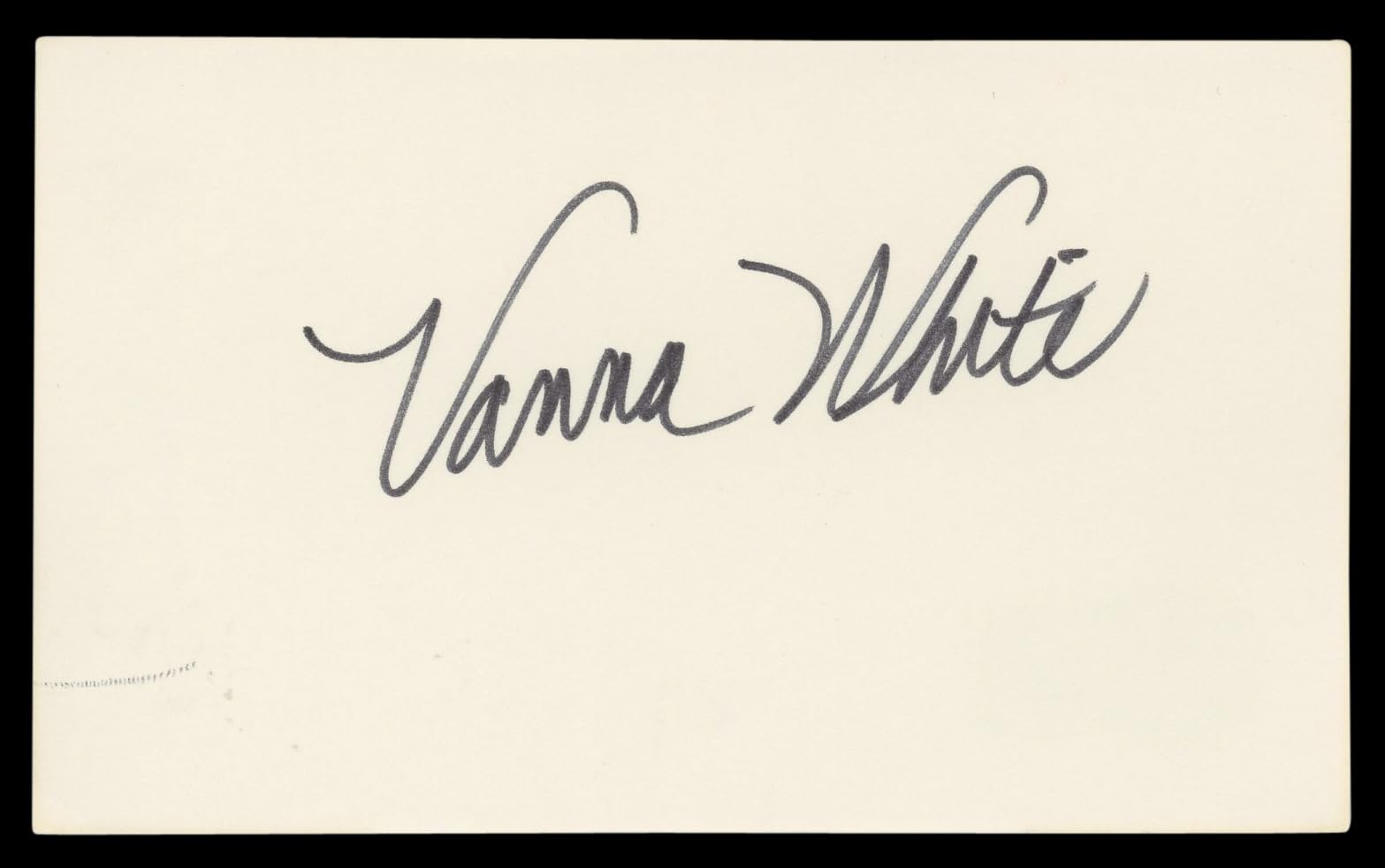 Vanna White Wheel of Fortune Authentic Signed 3x5 Index Card BAS #BL96745