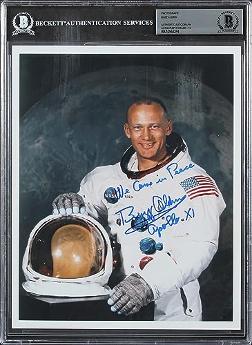 Edwin "Buzz" Aldrin "We Come In Peace" Signed 8x10 Photo Auto 10! BAS Slabbed