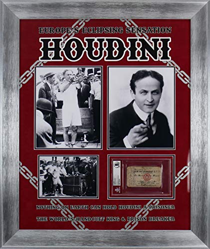 Harry Houdini Signed & Framed 2.5x4 Society Of American Magicians Id Card BAS