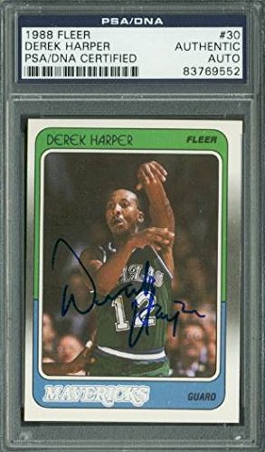 Mavericks Derek Harper Authentic Signed Card 1988 Fleer #30 PSA/DNA Slabbed
