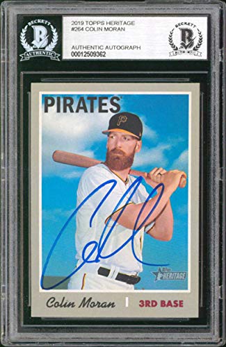 Pirates Colin Moran Signed 2019 Topps Heritage #264 Card BAS Slabbed #12509362