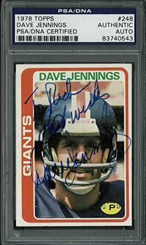 Giants Dave Jennings Authentic Signed Card 1978 Topps #248 PSA/DNA Slabbed