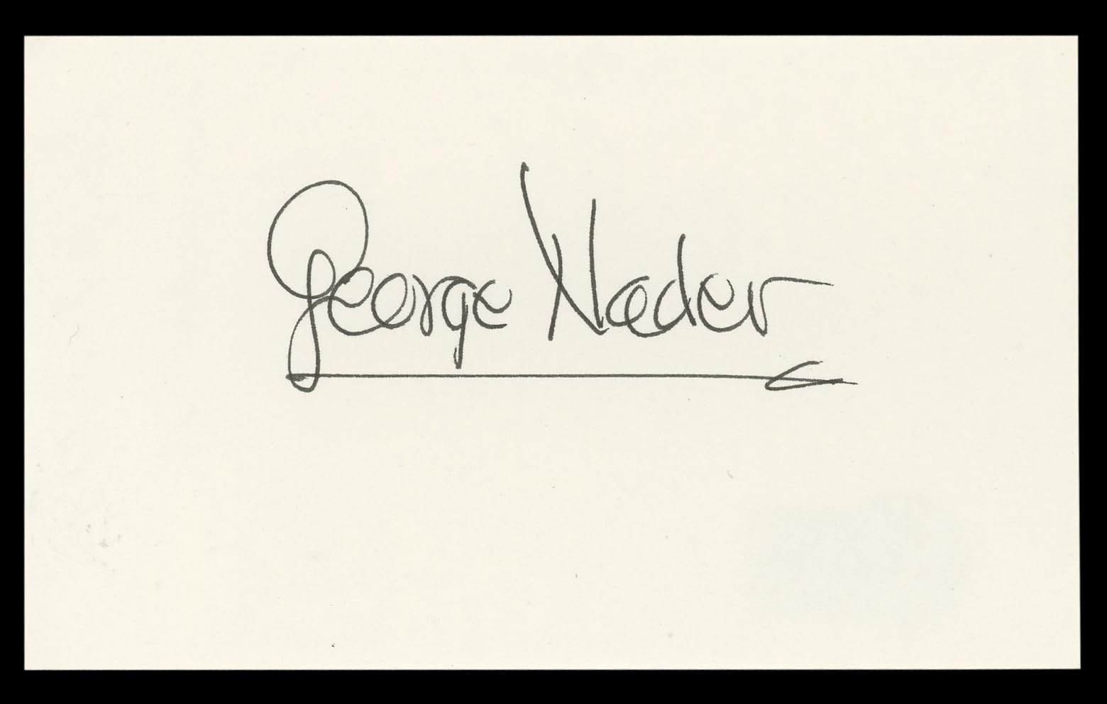 George Nader The Female Animal Authentic Signed 3x5 Index Card BAS #BL98822