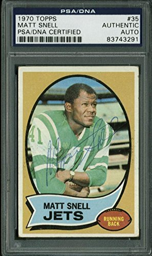 Jets Matt Snell Authentic Signed Card 1970 Topps #35 PSA/DNA Slabbed