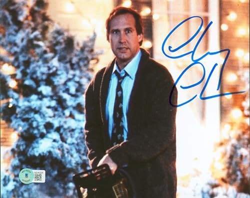 Chevy Chase Christmas Vacation Authentic Signed 8x10 Photo w/ Chainsaw BAS Wit