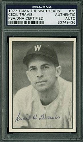 Cecil Travis Authentic Signed Card Tcma The War Years #76 PSA/DNA Slabbed