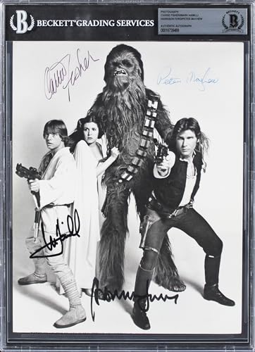 Star Wars (4) Fisher, Ford, Hamill & Mayhew Authentic Signed 8x10 Photo BAS Slab