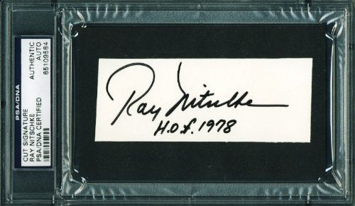 Packers Ray Nitschke 'HOF 1978' Authentic Signed 1.75X4.25 Cut PSA/DNA Slabbed