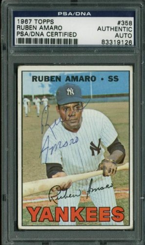 Yankees Ruben Amaro Authentic Signed Card 1967 Topps #358 PSA/DNA Slabbed