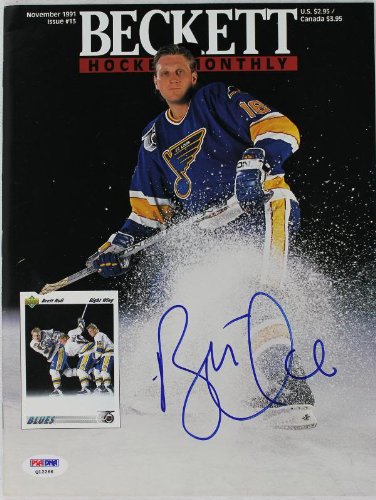 Blues Brett Hull Authentic Signed 1991 Beckett Magazine PSA/DNA #Q12266