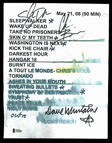 Megadeth (3) Mustaine, Brodrick & Drover Authentic Signed Set List BAS #A84985