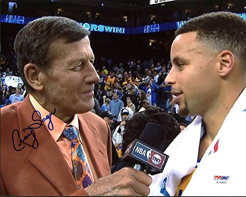 Craig Sager Sideline Reporter Signed 8X10 Photo w/ Stephen Curry PSA/DNA AC43605
