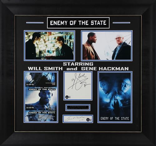 Will Smith & Gene Hackman Enemy Of The State Authentic Signed Framed Display BAS