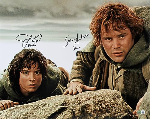 Elijah Wood & Sean Astin Lord of the Rings Signed 16x20 Horizontal Photo BAS Wit