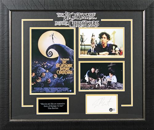 Tim Burton Nightmare Before Christmas Signed 3x5 Index Card Framed Display BAS