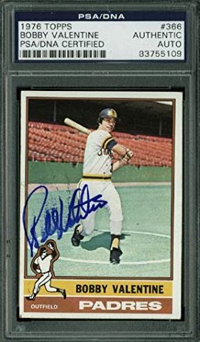 Padres Bobby Valentine Authentic Signed Card 1976 Topps #366 PSA/DNA Slabbed