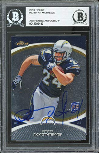 Chargers Ryan Mathews Authentic Signed 2010 Finest #53 Card BAS Slabbed