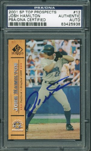 Rays Josh Hamilton Signed Card 2001 Sp Top Prospects Rookie #12 PSA/DNA Slabbed
