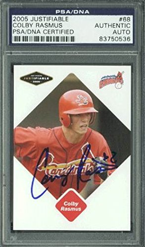 Cardinals Colby Rasmus Authentic Signed Card 2005 Justifiable Rc #68 PSA Slabbed