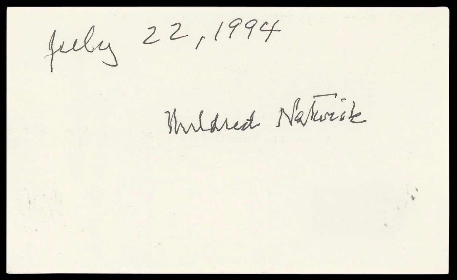 Mildred Natwick Barefoot in the Park Signed 3x5 Index Card BAS #BN89206