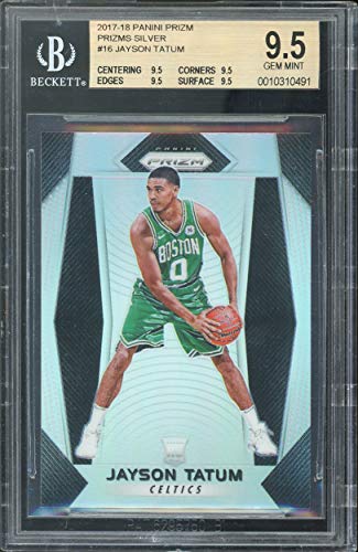 Celtics Jayson Tatum 2017 Panini Prizm Silver Prizms #16 Card Gem 9.5! BAS Slab