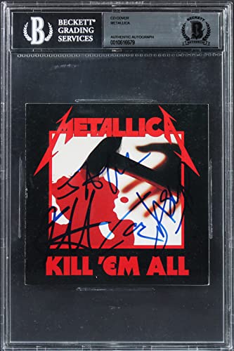Metallica (4) Hetfield, Ulrich, Hammett & Newsted Signed Cover BAS Slabbed
