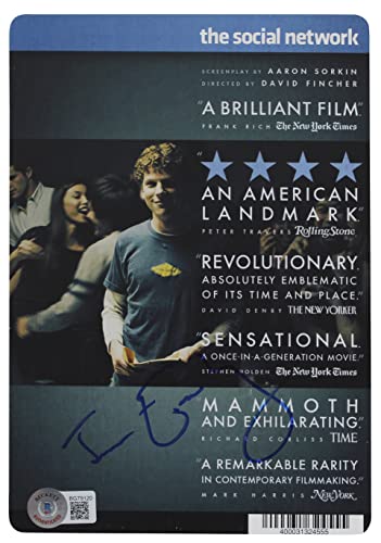 Jesse Eisenberg The Social Network Authentic Signed DVD Cover BAS #BG79120