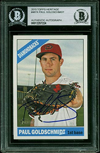 D-Backs Paul Goldschmidt Signed 2015 Topps Heritage #467A Card BAS Slabbed