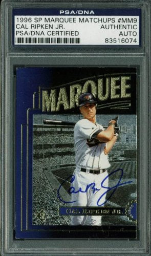 Orioles Cal Ripken Jr. Signed Card 1996 Sp Marquee Matchups #Mm9 PSA/DNA Slabbed