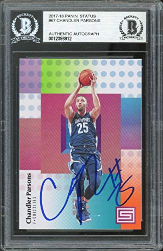 Grizzlies Chandler Parsons Signed 2017 Panini Status #67 Card BAS Slabbed