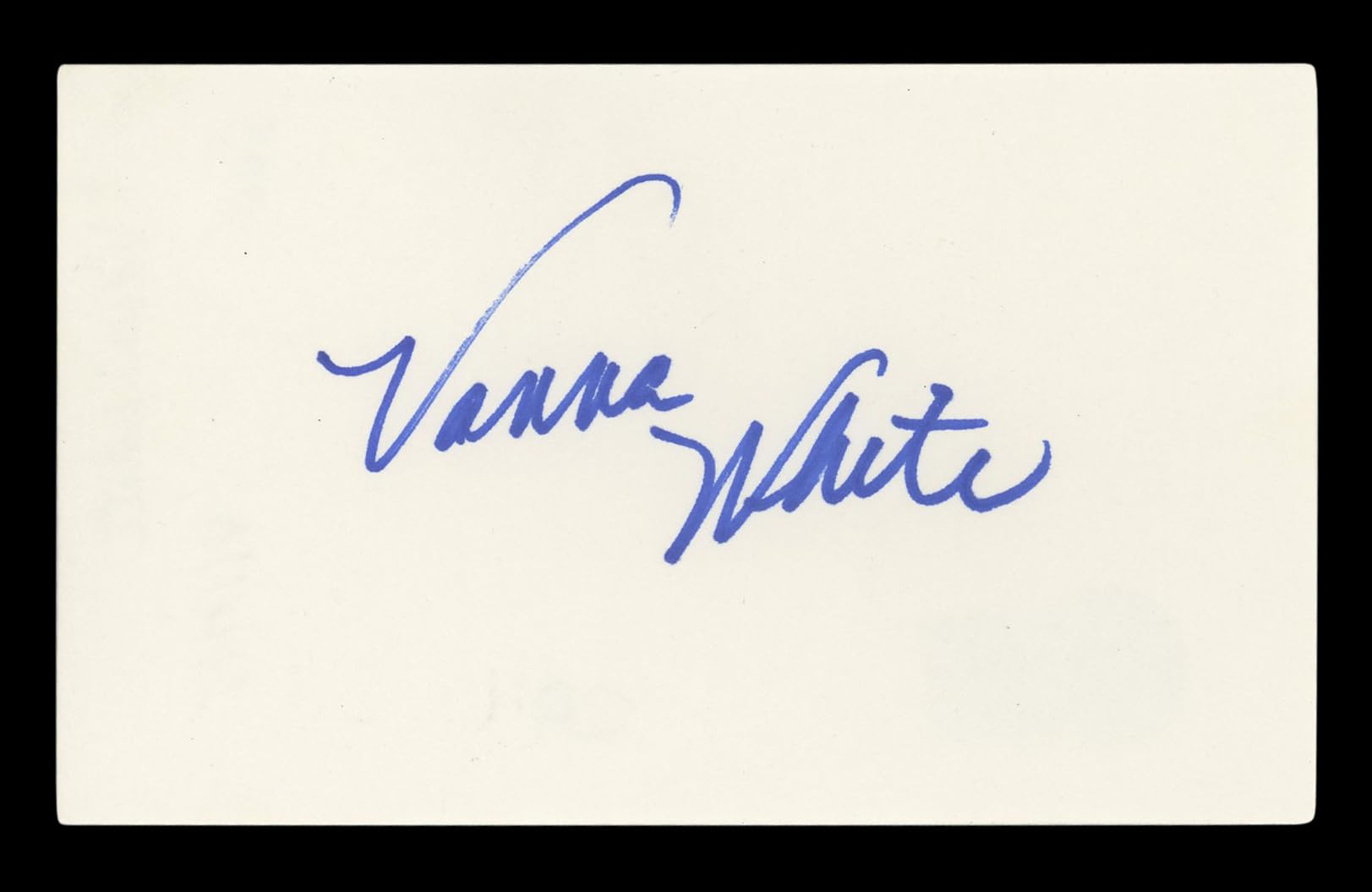 Vanna White Wheel of Fortune Authentic Signed 3x5 Index Card BAS #BL96546