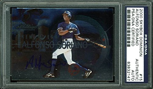 Yankees Alfonso Soriano Signed Card 2000 Skybox Dominion #15 PSA/DNA Slabbed