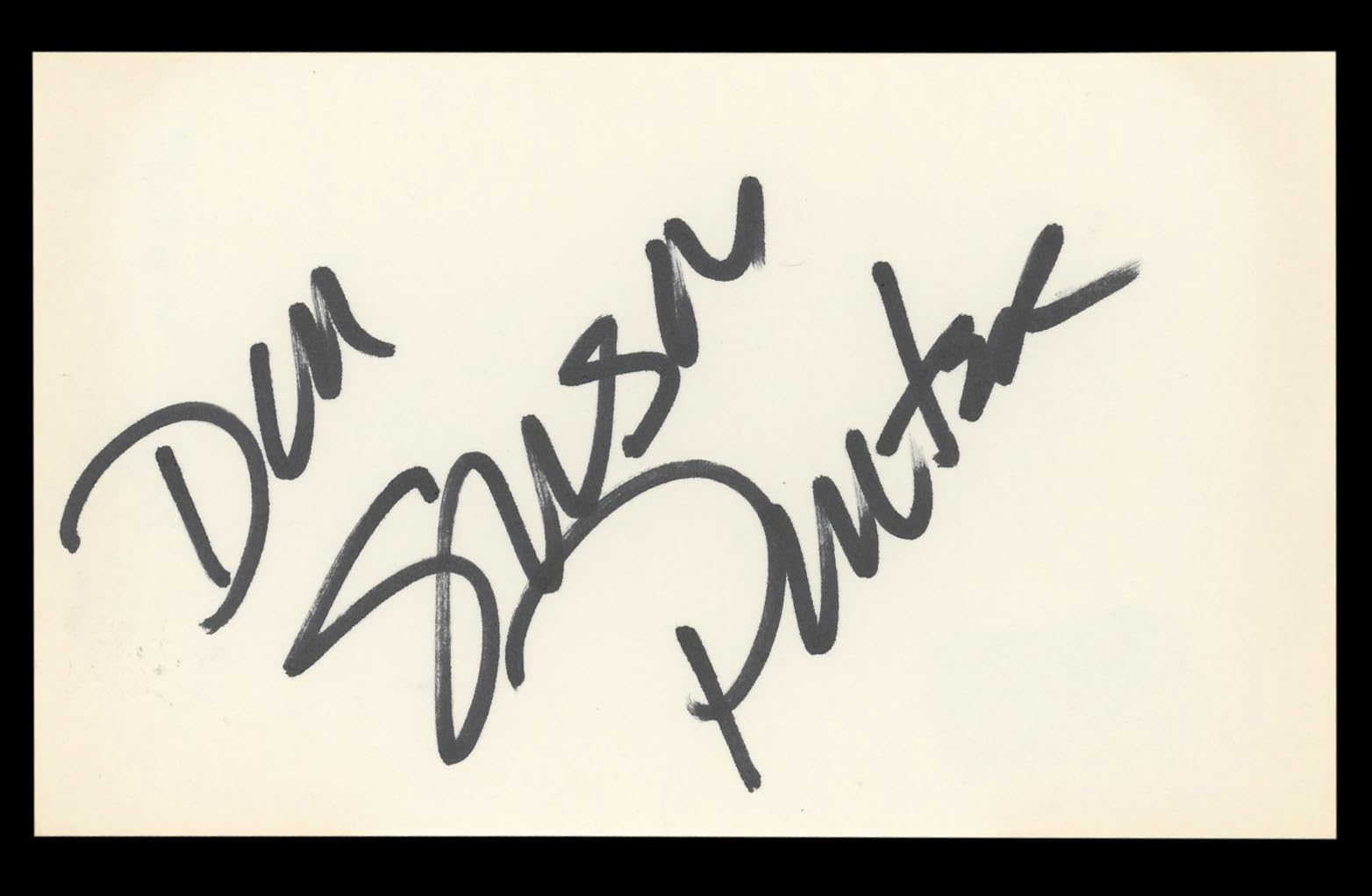 Susan Powter "Don" Authentic Signed 3x5 Index Card Autographed BAS #BL98840