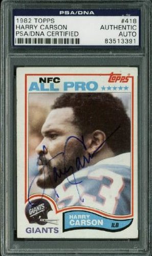 Giants Harry Carson Authentic Signed Card 1982 Topps #418 PSA/DNA Slabbed