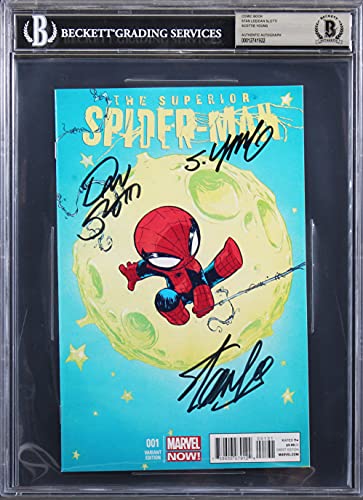 (3) Stan Lee, Slott & Young Signed The Superior Spider-Man #001 Comic BAS Slab