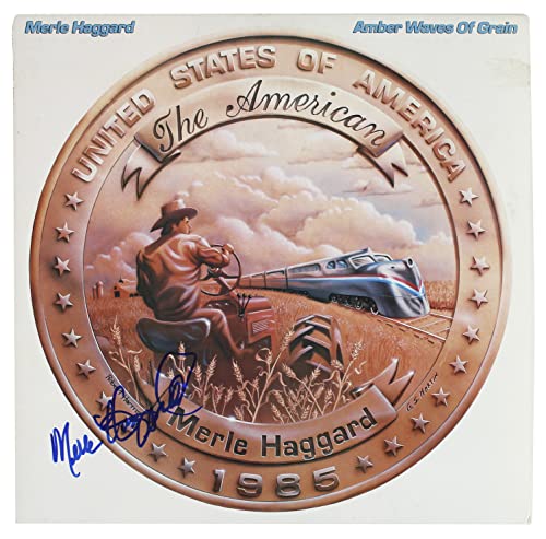 Merle Haggard Authentic Signed Amber Waves Of Grain Album Cover BAS #BG90675
