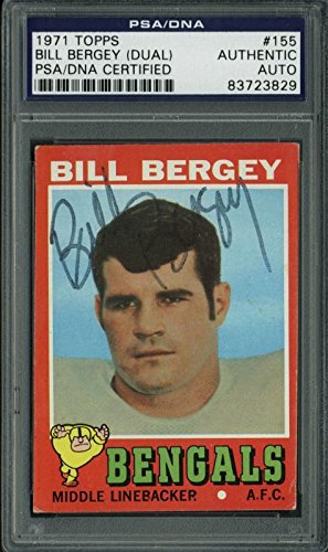 Bengals Bill Bergey Authentic Double Signed Card 1971 Topps #155 PSA/DNA Slabbed