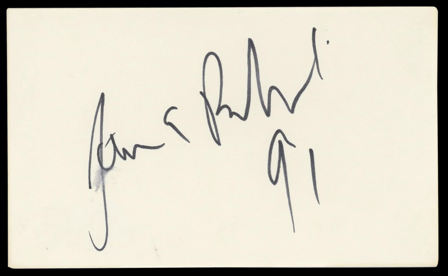 James Belushi According To Jim "91" Signed 3x5 Index Card BAS #BM57055