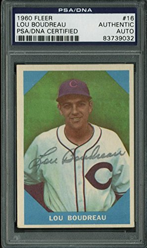 Indians Lou Boudreau Authentic Signed Card 1960 Fleer #16 PSA/DNA Slabbed