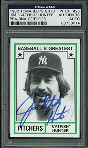 Jim "Catfish" Hunter Signed Card 1982 Tcma B.B.'S Grtst. Pitch #25 PSA Slabbed