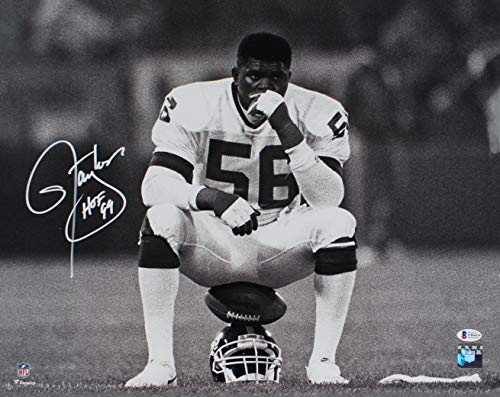 Giants Lawrence Taylor "HOF 99" Authentic Signed 16x20 B&W Photo BAS Witnessed