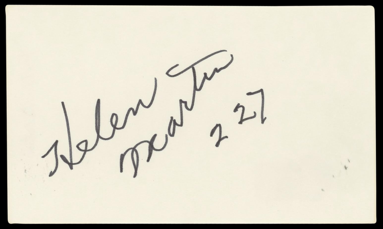 Helen Martin 227 "227" Authentic Signed 3x5 Index Card Autographed BAS #BN89398